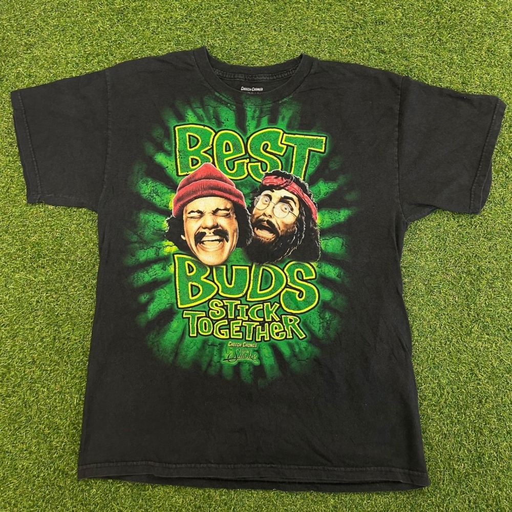 Cheech & Chong Up In Smoke Best Buds Stick Together Black T-Shirt Large